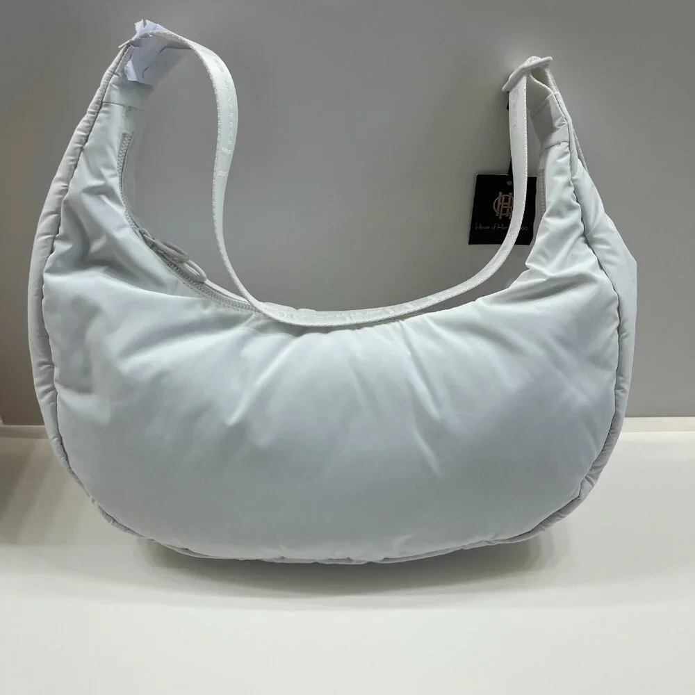 House of Harlow 1960 - Crescent Nylon Zip Hobo Shoulder Bag- White -NWT